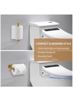 FLYROAD Toilet Paper Holder,Brushed Nickel,Wall Mount, Upgraded Adhesive Toilet Roll Holder,no Drilling,Bathroom/Rv/Washroom,Stainless Steel,Rustproof (Gold)  - Image 4