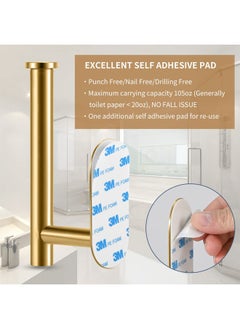 FLYROAD Toilet Paper Holder,Brushed Nickel,Wall Mount, Upgraded Adhesive Toilet Roll Holder,no Drilling,Bathroom/Rv/Washroom,Stainless Steel,Rustproof (Gold)  - Image 5