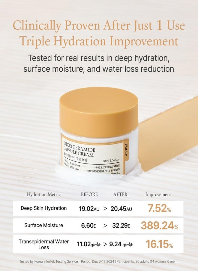 FULLY Rice Ceramide Moisturizing Cream - Deep Hydration Korean Facial Cream with Rice Bran Extract & Ceramide, Strengthens Barrier, Glowing Skin, Fragrance-Free, Vegan& Dermatologist Tested 3.04 fl.oz - Image 5