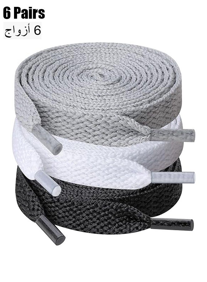 اتش واي أربطة الحذاء ، 6 أربطة أحذية مسطحة ، أربطة حذاء واسعة لأحذية رياضية للجري الرياضي أحذية أحذية التمهيد - Image 1