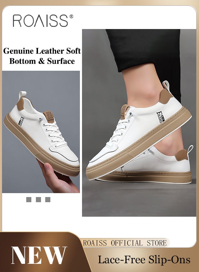 رويس حذاء أبيض كاجوال خفيف الوزن ومسامي للرجال، متعدد الاستخدامات ومريح وغير قابل للانزلاق، حذاء بدون كعب مسطح بمقدمة مستديرة وحزام مطاطي قابل للتعديل، أبيض - Image 1