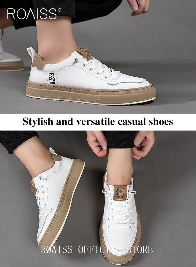 رويس حذاء أبيض كاجوال خفيف الوزن ومسامي للرجال، متعدد الاستخدامات ومريح وغير قابل للانزلاق، حذاء بدون كعب مسطح بمقدمة مستديرة وحزام مطاطي قابل للتعديل، أبيض - Image 5