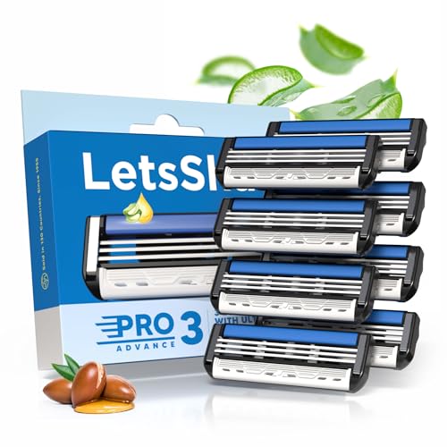 LetsShave Pro 3 Advance Shaving Razor Blades Refill (Cartridges), Pack of 8, World's First 3 Blade with Rubber Guard & Open Flow Architecture, Blades for Men - Image 1