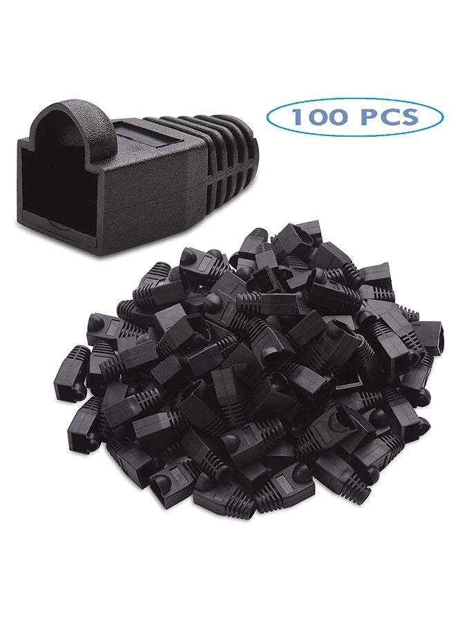 Taimi RJ45 Cable Connector Boots Soft Plastic Ethernet Strain Relief Boots CAT5 CAT5E CAT6 CAT6E 100PCS - Black  - Image 2