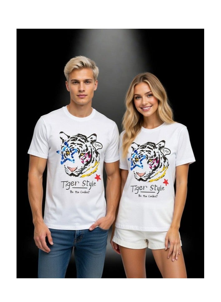 Dirty Lizard 1pc white t-shirt with animal print 100% cotton 14 - Image 1