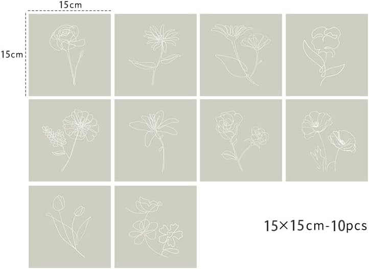 Alwayspon Self-Adhesive Vinyl Wall Tile Stickers, 10Pcs 15cm/6inch Peel and Stick on Tiles Transfer Vinyl Flooring Waterproof Splashback for Kitchen Bathroom, Sage Green - Image 2