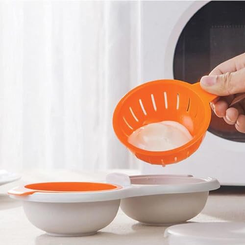 Potency Microwave Egg Poachers, Mold Eggs Poacher Cup,Draining Egg Boiler,Eggs Poacher Cup, Lids Non-Stick Coated Cooking Food Grade PP Double Cup Egg Cooker Egg Steamer Kitchen Gadget (Red) - Image 5