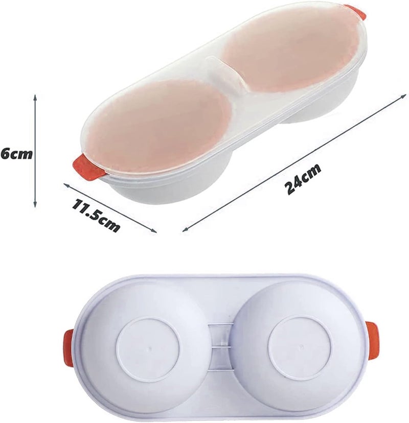 Potency Microwave Egg Poachers, Mold Eggs Poacher Cup,Draining Egg Boiler,Eggs Poacher Cup, Lids Non-Stick Coated Cooking Food Grade PP Double Cup Egg Cooker Egg Steamer Kitchen Gadget (Red) - Image 2