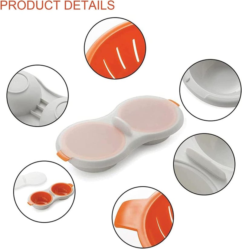 Potency Microwave Egg Poachers, Mold Eggs Poacher Cup,Draining Egg Boiler,Eggs Poacher Cup, Lids Non-Stick Coated Cooking Food Grade PP Double Cup Egg Cooker Egg Steamer Kitchen Gadget (Red) - Image 4