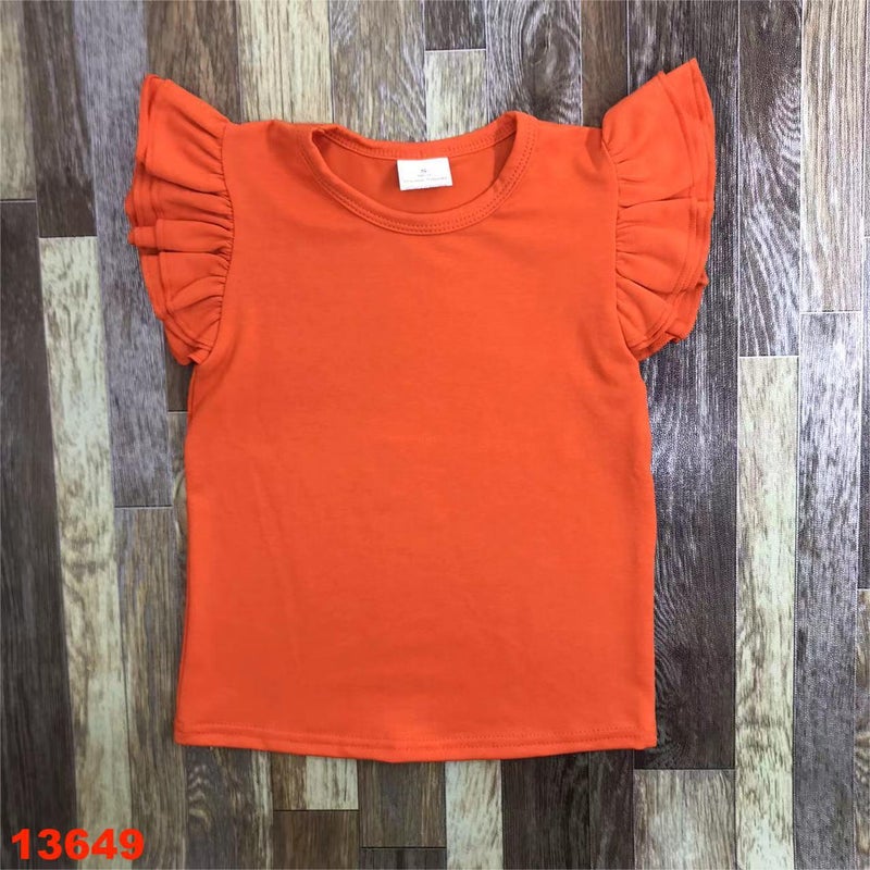Boutique Export Infant Kidsren'S Clothing New Double-Layer Small Flying Sleeve Design Girl Orange Cotton Top - Image 2