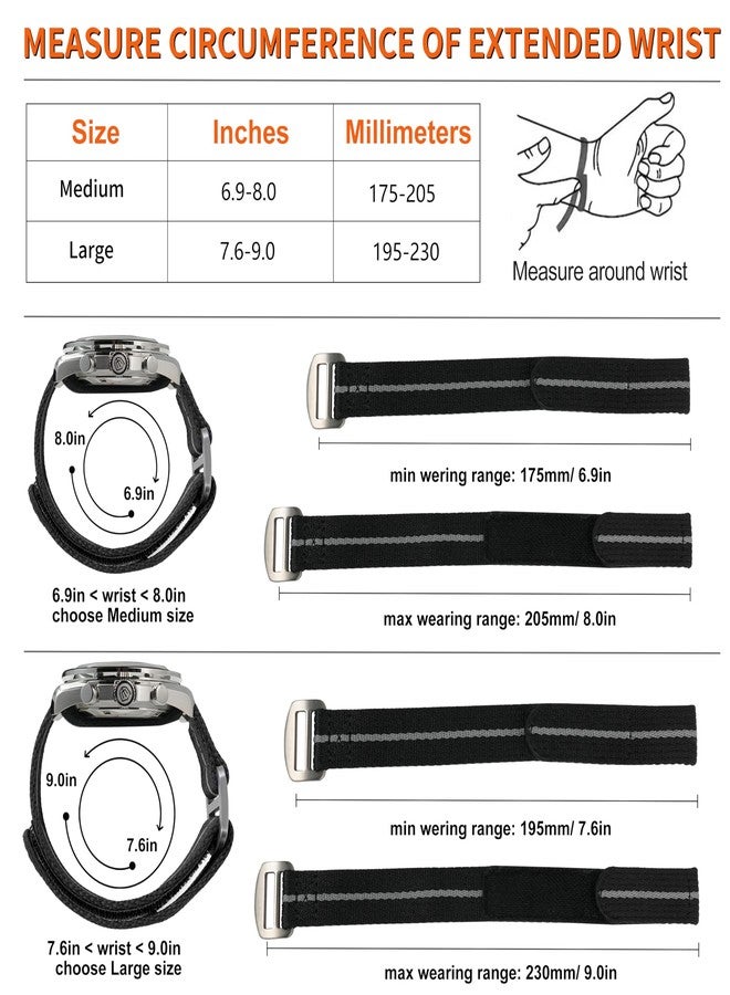 watchdives Nylon Watch Strap, Fasteners, One Piece Watch Strap 20 mm 22 mm, Sports Watch Straps for Men and Women, Suitable for 6.3-9.0 Inch Wrist, 20mm-L (18-23cm Handgelenk) - Image 2