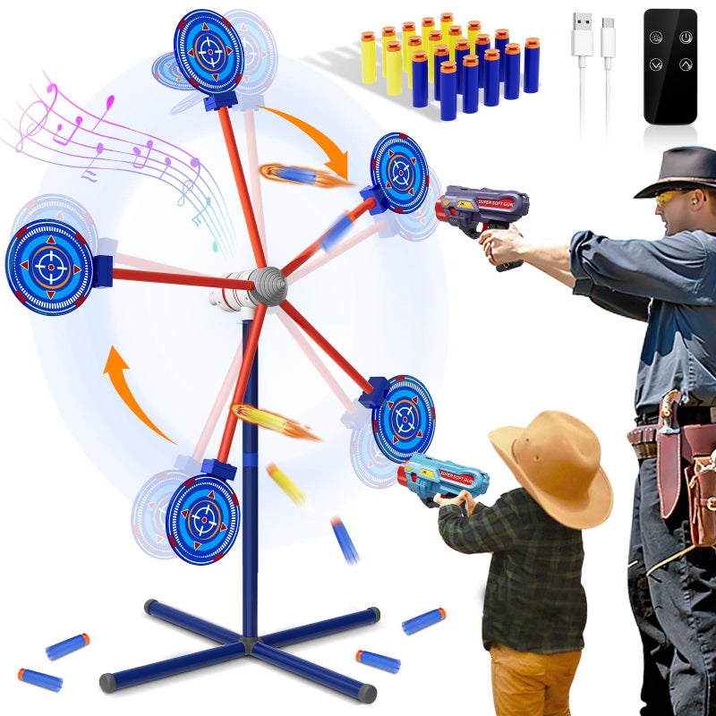 HLDYA Rocket Shooting Games Toys with Rotating Target 2 Toy Guns 20 Foam Darts Kids Outdoor Toys for Boys Age 5 6 7 8 9 10 Year Old Carnival Games Compatible with Nerf Guns - Image 3
