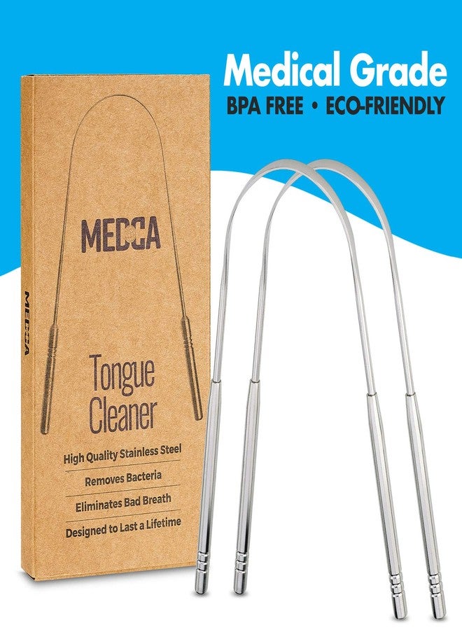 MEDca Tongue Scrapers - Pack of 2 - Stainless Steel Tongue Cleaners Brush for Help Getting Rid of Bad Breath & Bacteria - Food Scraper to Keeps Mouth & Teeth Healthy and Clean - Essential Dental Hygiene Kit - Image 5
