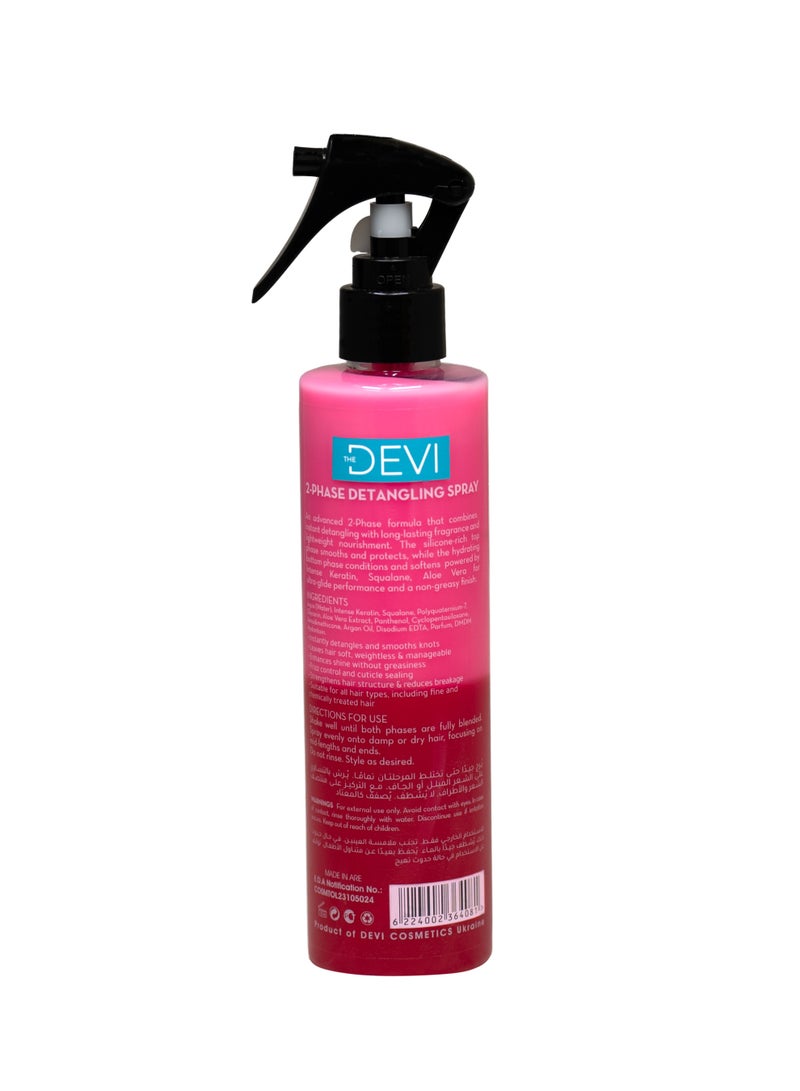 DEVI 2-Phase Detangling Spray, 250ml, with Keratin and Squalane, Hair Care Leave-in Formula - Image 2