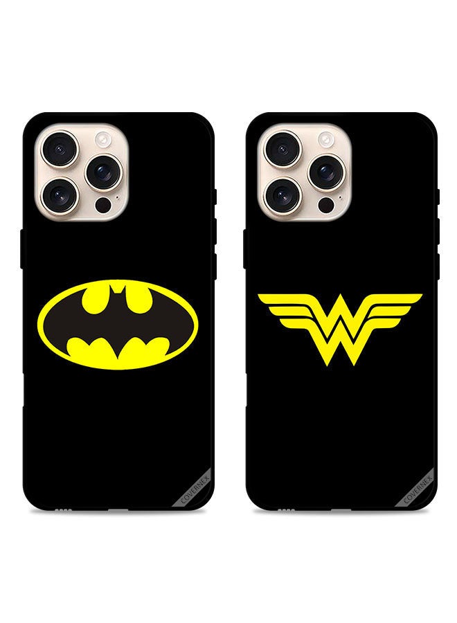 Covernex Two Cases For Apple iPhone 16 Pro Max Protective Covers Batman Wonder Woman Couple Case Back Covers - Image 1