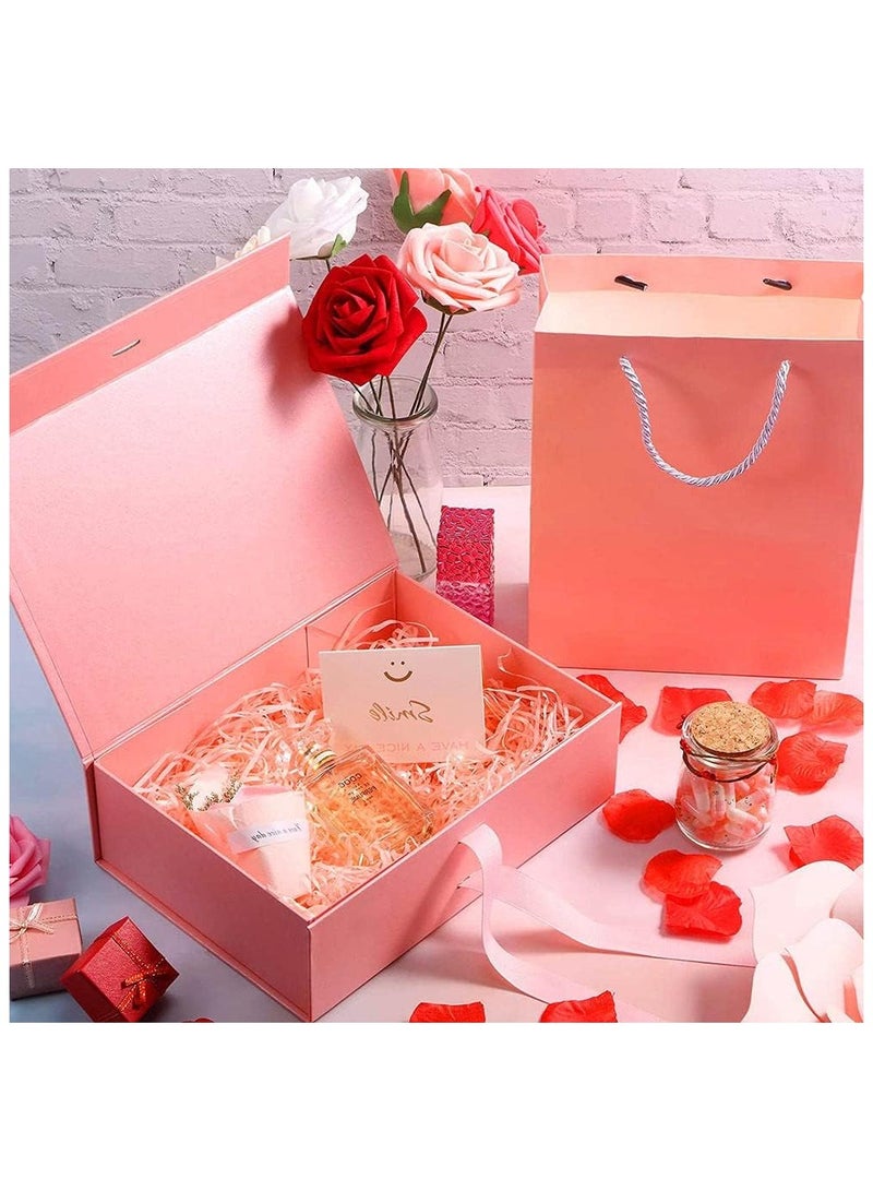 Gift Boxes with Magnetic Lid and Ribbon, Collapsible Large Gift Box, DIY Rectangle Present Box for Graduation, Valentine's day, Bridal Gifts, Weddings (26x19x8cm) - Image 3