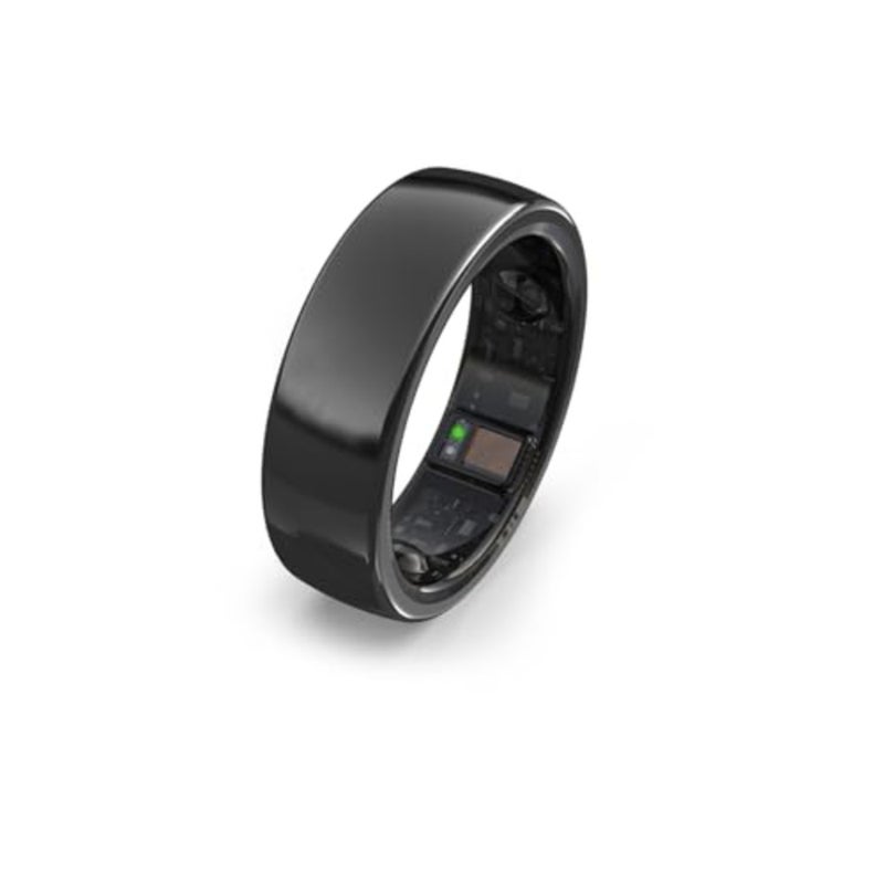 Health Fitness Tracker Smart Ring for sleep and stress monitoring, titanium, black, IP68 waterproof - Image 1