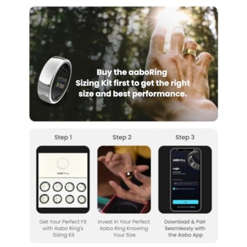 Health Fitness Tracker Smart Ring for sleep and stress monitoring, titanium, black, IP68 waterproof - Image 4