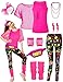 CICOCI 80s 90s Outfit For Women Neno Party Fishnet Top1980s Costume with 80s Accessories Set Retro Party Leg Warmers Headband Pink - Image 3