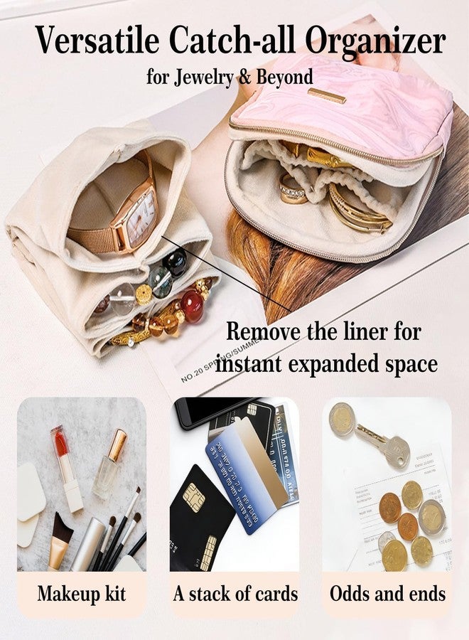 findtime Mini Travel Jewelry Organizer Bag Portable Travel Jewelry Case Small Bag Organizer Pouch for Traveling and Storage for Earring, Ring, Necklace, Bracelet with Velvet Lining - Image 4