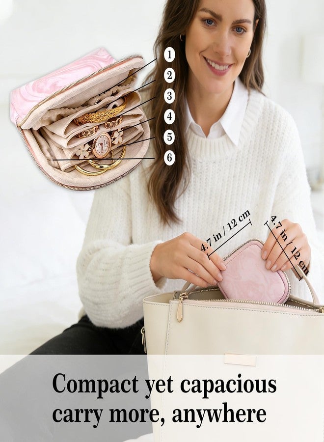 findtime Mini Travel Jewelry Organizer Bag Portable Travel Jewelry Case Small Bag Organizer Pouch for Traveling and Storage for Earring, Ring, Necklace, Bracelet with Velvet Lining - Image 3