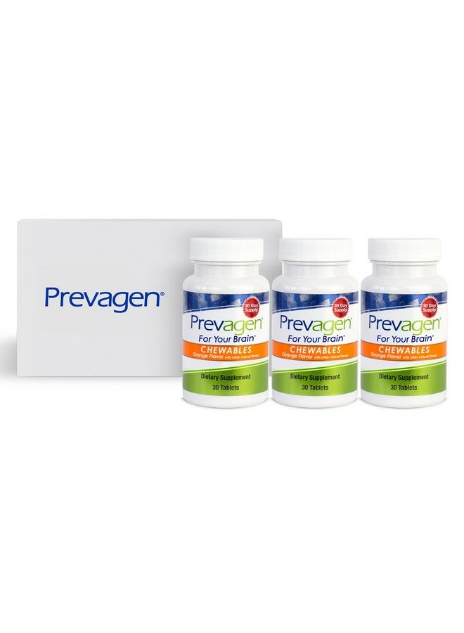 Prevagen Prevagen Regular Strength 10mg, 30 Chewables |Orange-3 Pack| with Apoaequorin & Vitamin D with Attractive and Stackable Prevagen Storage Box - Image 1