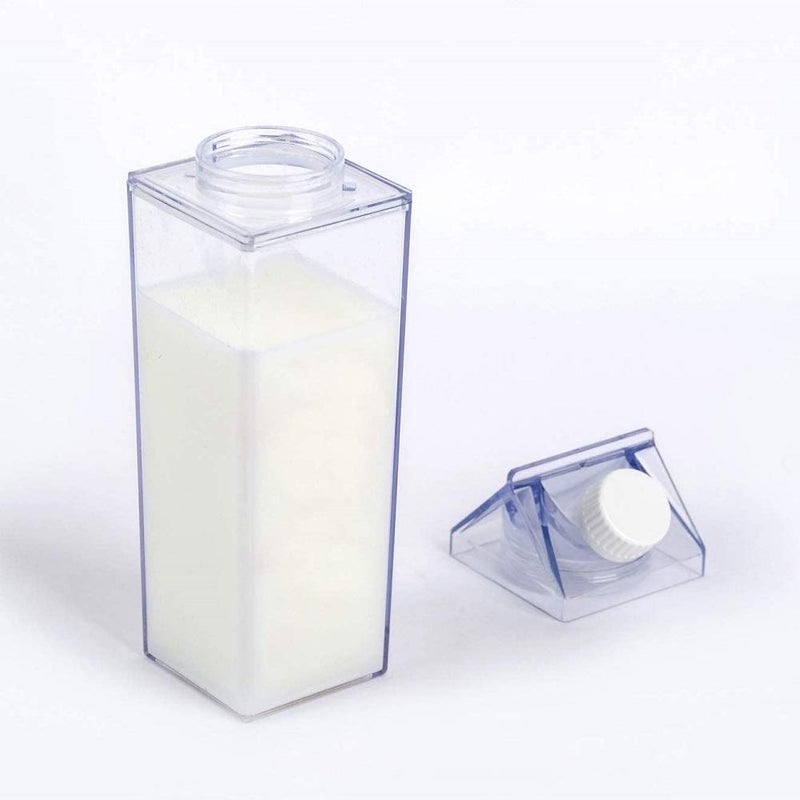 FveBzem Milk Carton Water Bottle 33oz (1000mL) Plastic Square Milk Bottles No BPA Leakproof Water Bottle Portable Reusable Milk Carton Shaped Juice Bottle Perfect for Fitness Gym Camping Sports - Image 5