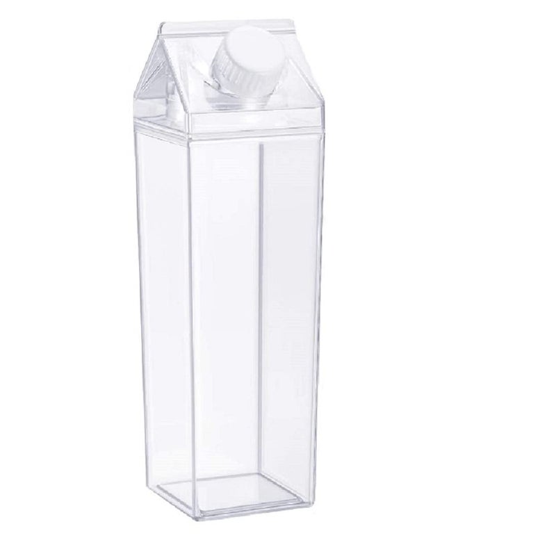 FveBzem Milk Carton Water Bottle 33oz (1000mL) Plastic Square Milk Bottles No BPA Leakproof Water Bottle Portable Reusable Milk Carton Shaped Juice Bottle Perfect for Fitness Gym Camping Sports - Image 1