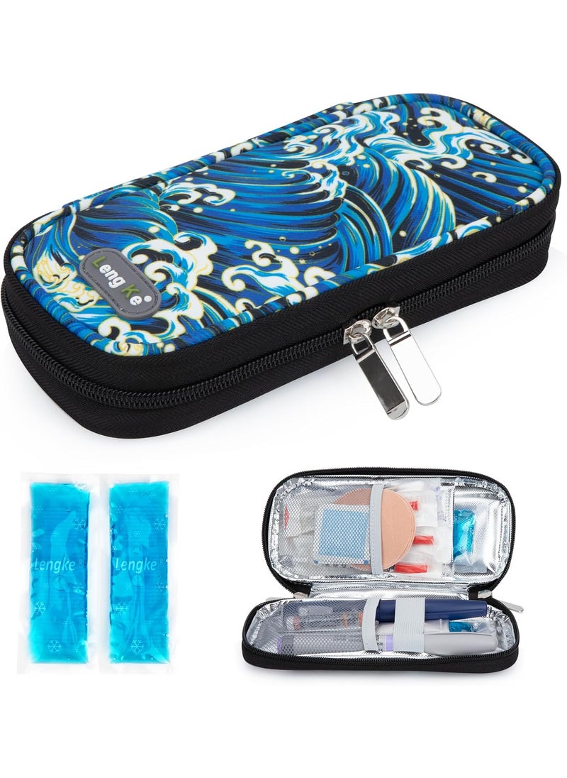 YOUSHARES YOUSHARES Insulin Cooler Travel Case - Diabetic Case Insulated Organizer Portable Cooling Bag for Insulin Pen and Medication Diabetic Care Supplies with 2 TSA Approved Ice Pack 