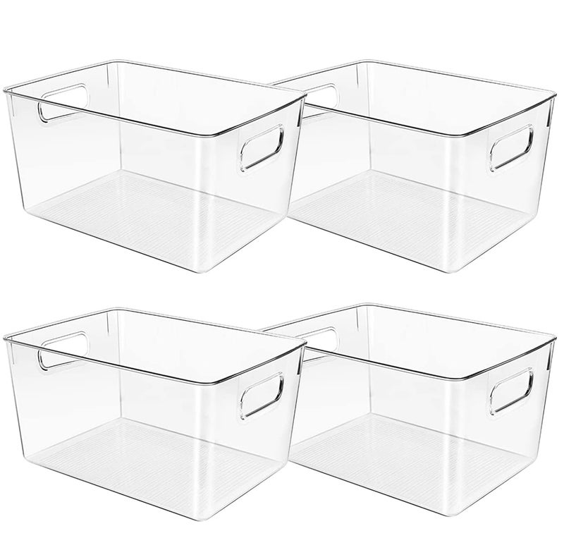 CONTROL KITCHEN Clear Plastic Storage Bins, Pantry Organizers and Storage or Kitchen Organization and Storage Containers Bins for Organizing, Fridge, Freezer, Bathroom, Refrigerator, Medicine Cabinet Organizer Bin - Image 1