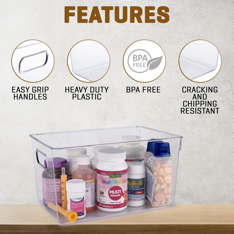 CONTROL KITCHEN Clear Plastic Storage Bins, Pantry Organizers and Storage or Kitchen Organization and Storage Containers Bins for Organizing, Fridge, Freezer, Bathroom, Refrigerator, Medicine Cabinet Organizer Bin - Image 5