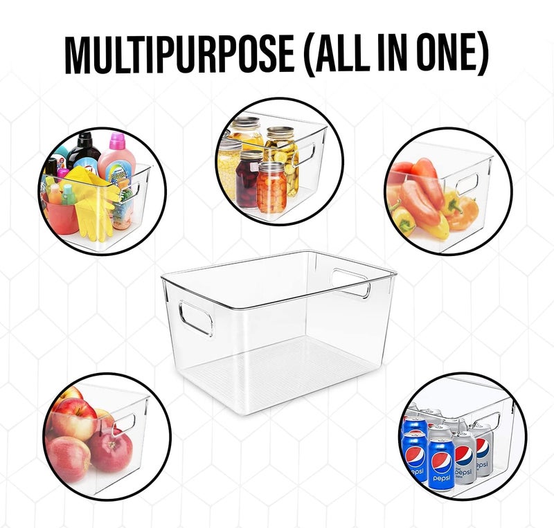 CONTROL KITCHEN Clear Plastic Storage Bins, Pantry Organizers and Storage or Kitchen Organization and Storage Containers Bins for Organizing, Fridge, Freezer, Bathroom, Refrigerator, Medicine Cabinet Organizer Bin - Image 4