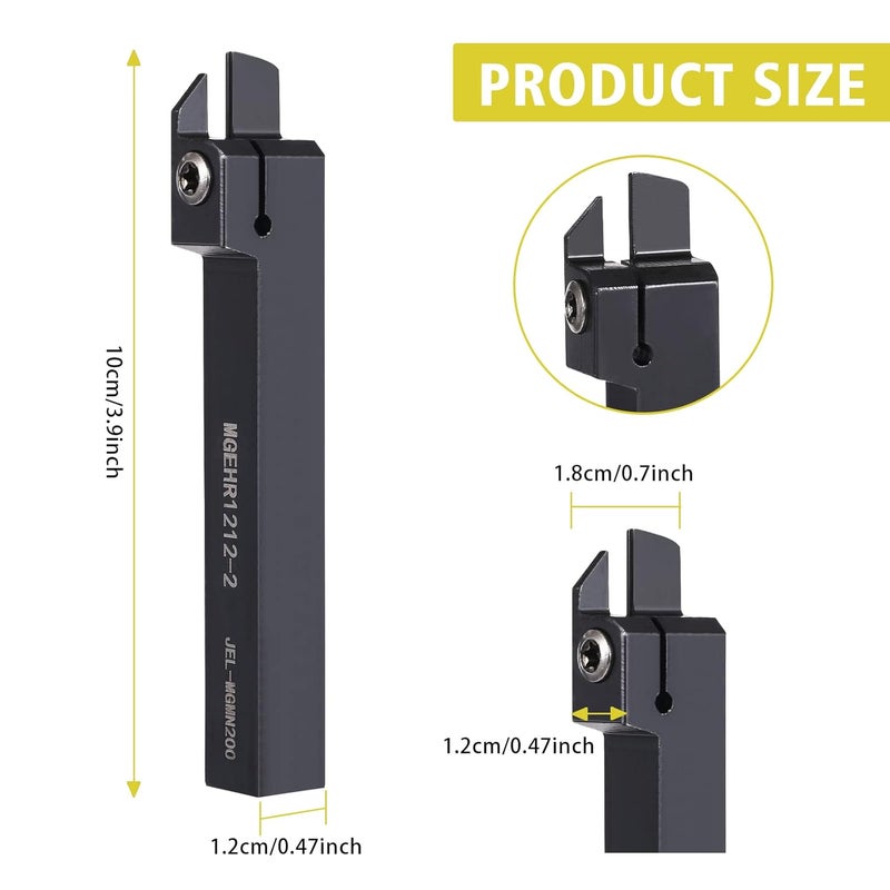 VerRich 11PCS Lathe Cut Off Tool Kit,Lathe Grooving Tool Parting Tool Holder MGEHR1212-2 with 10pcs MGMN200-G 2mm Carbide Inserts - Image 2