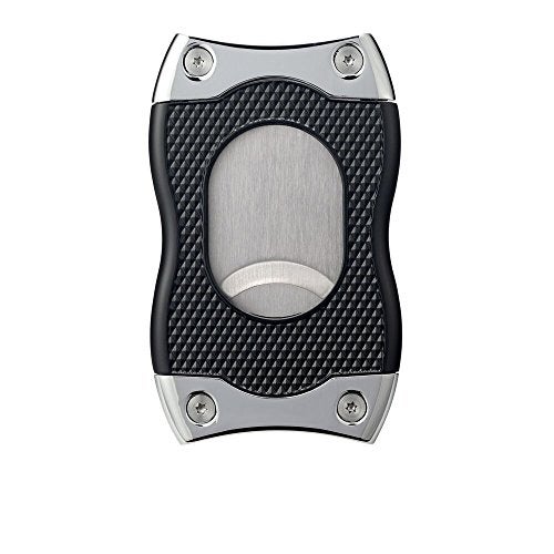 Colibri Premium SV-Cut 2 in 1 Cigar Cutter - Ergonomic Stainless Steel V-Cut and Straight Cut Style Spring-Loaded Blade, Ideal for up to 60+ Ring Gauge - Gift for Cigar Enthusiasts (Black & Chrome) - Image 2