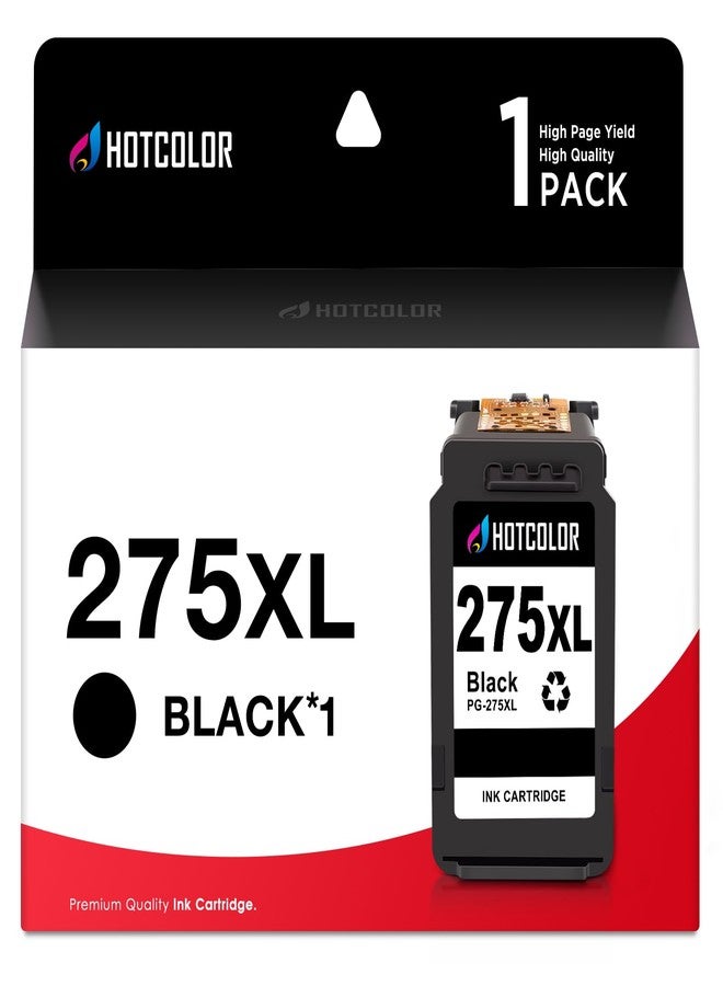 هوت كولور خرطوشة حبر أسود بديلة من نوع HOTCOLOR PG-275 XL لطابعات Canon Ink 275 و 276 XL لطابعات Canon PIXMA TS3522 TS3520 TR4720 (عبوة واحدة سوداء) - Image 1