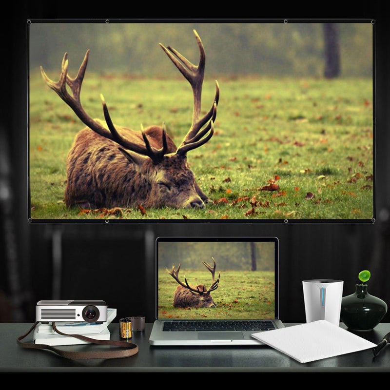 120-inch Portable HD Projector Screen 16:9 Projection Screen Foldable Durable White Wall Screen with Carrying Bag Rope for Outdoor Home Theater - Image 4