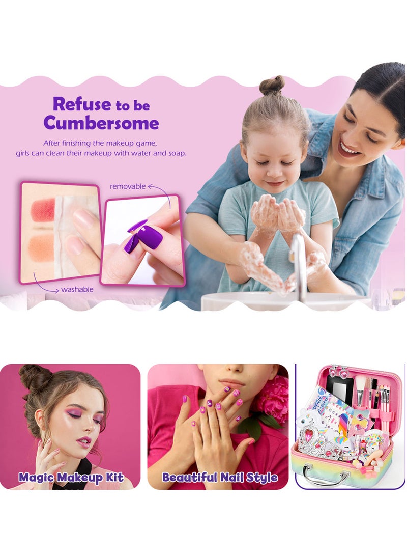 LIXADA Kids Makeup Kit for Girls, Unicorn Makeup Set, Real Washable Make up Kit for Little Girl Princess Toddler Makeup for Kid Birthday Gifts Unicorn Toys for Girls  - Image 2