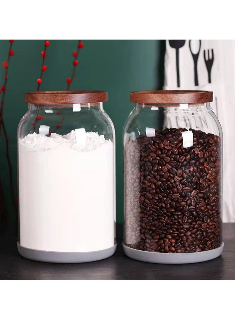 AUTOYSUR 2pc Airtight Glass Storage Jar with Acacia Wood Air-tight Lid,Borosilicate Glass Kitchen Canisters,Glass Canister for Kitchen,Pantry Organization,Ideal for Coffee,Nuts,Cookie(2000ml*2)  - Image 3