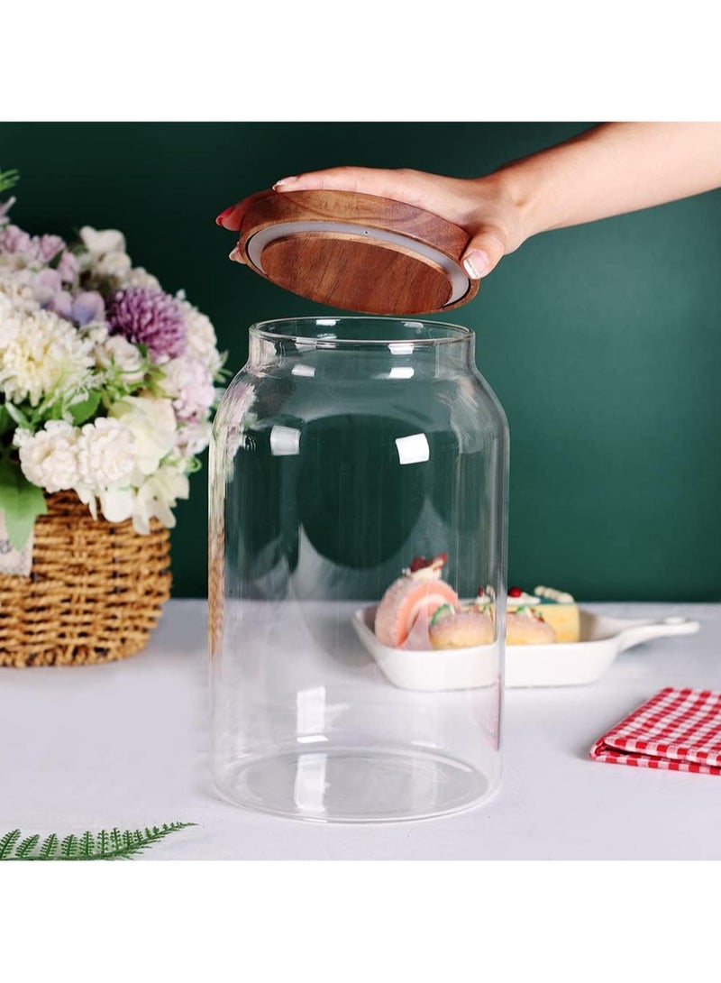 AUTOYSUR 2pc Airtight Glass Storage Jar with Acacia Wood Air-tight Lid,Borosilicate Glass Kitchen Canisters,Glass Canister for Kitchen,Pantry Organization,Ideal for Coffee,Nuts,Cookie(2000ml*2)  - Image 5