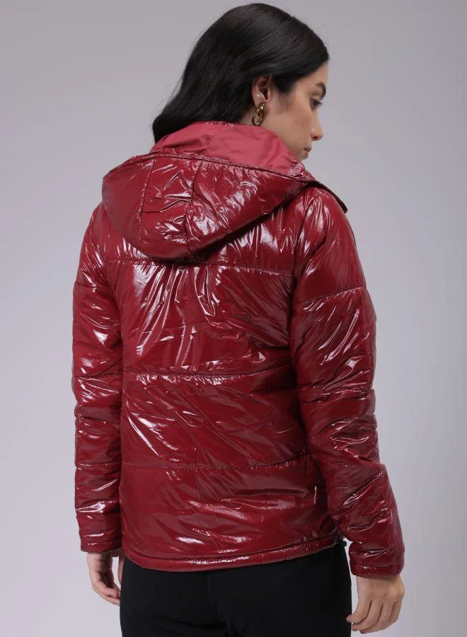 مرفوعة Women Slim Fit Solid Puffer Jacket