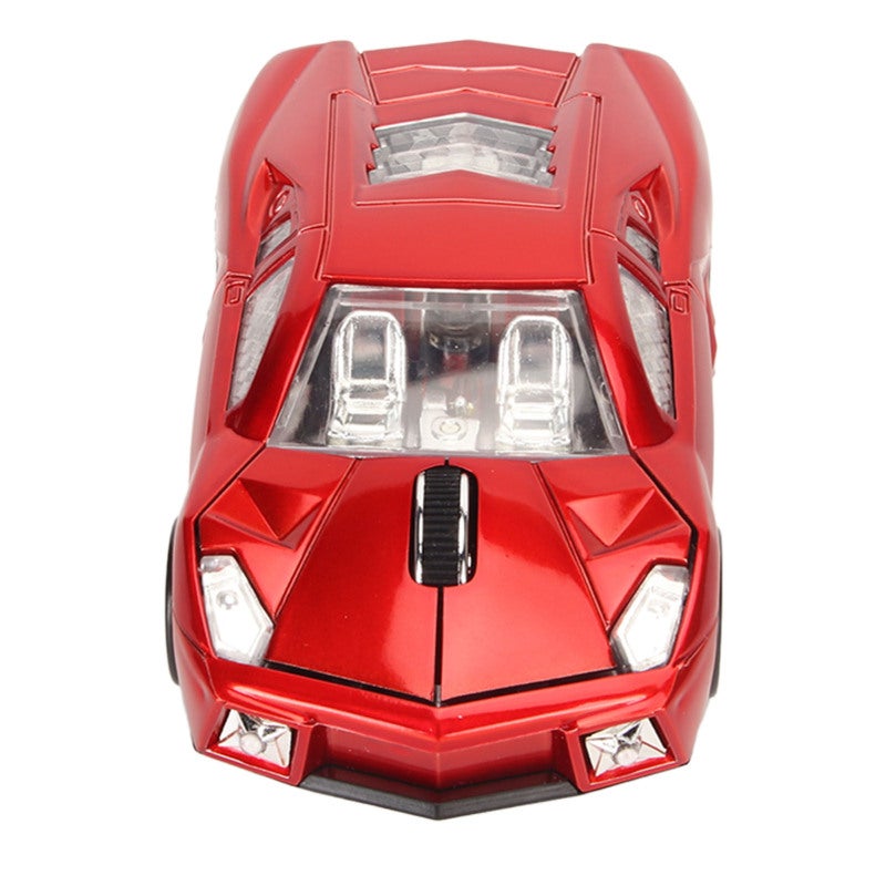 Wireless Mouse Sports Car Style Red 2.4GHz USB Receiver - 1600DPI Auto Sleep Laptop Mouse for Home Office School - Image 2