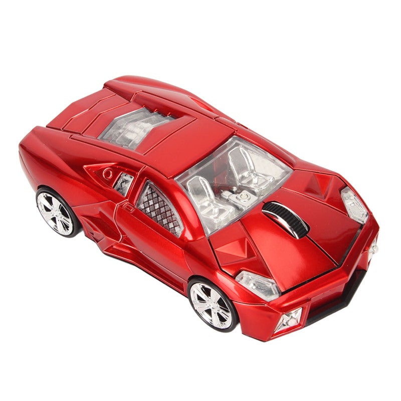 Wireless Mouse Sports Car Style Red 2.4GHz USB Receiver - 1600DPI Auto Sleep Laptop Mouse for Home Office School - Image 3