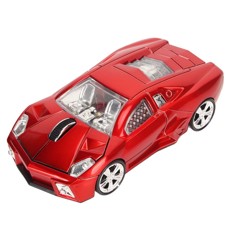 Wireless Mouse Sports Car Style Red 2.4GHz USB Receiver - 1600DPI Auto Sleep Laptop Mouse for Home Office School - Image 1