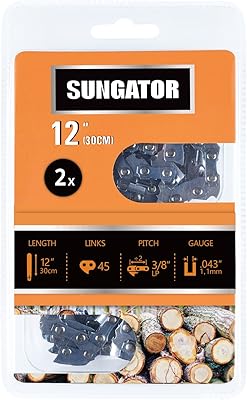 SUNGATOR 2-Pack 12 Inch Chainsaw Chain SG-R45, 3/8" LP Pitch - .043" Gauge - 45 Drive Links, Compatible with Craftsman, - Image 1