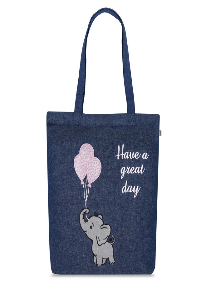 MASQ By Q-One Canvas Baby Jumbo Embroidered Utility Tote Bags For Women With Zip, College Bag For Girls, 100% Organic Relaxed Fit Tote Bag For Traveling & Daily Use - Image 1
