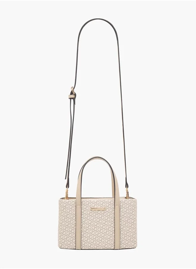 سيليست Women Monogram Print Tote Bag with Double Handle and Zip Closure