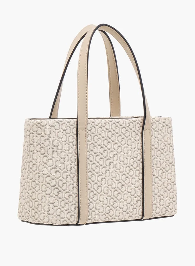 Celeste Women Monogram Print Tote Bag with Double Handle and Zip Closure