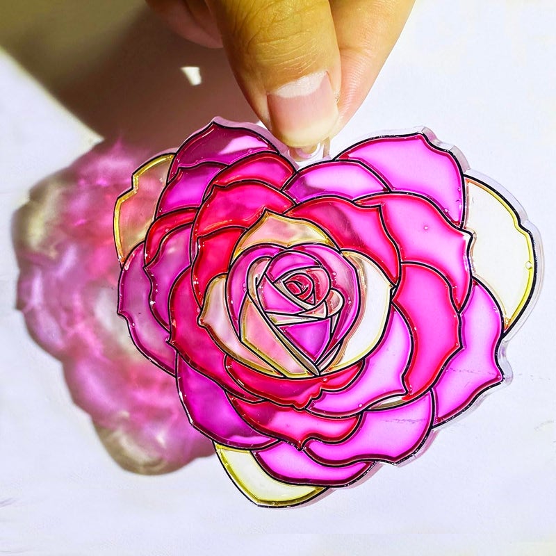 AUEKIV Valentines Suncatcher Crafts Kit 30 Sets Heart Suncatchers Window Art Paint Sun Catcher DIY Craft Kits Rose for Valentine's Day Classroom Activities Party Gift Exchange - Image 5