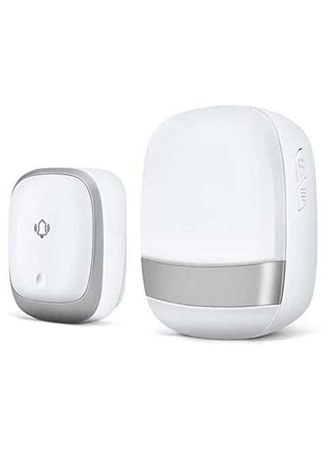 Wireless Doorbell,Push Button Self-powered Transmitter Waterproof Flashing Door Bell, 38 Chimes 5 Volume Levels (Silver)