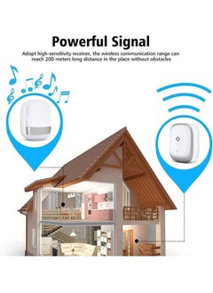 Arabest Wireless Doorbell,Push Button Self-powered Transmitter Waterproof Flashing Door Bell, 38 Chimes 5 Volume Levels (Silver)  - Image 5